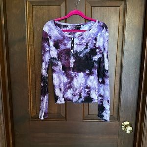 Purple space dye Henley.